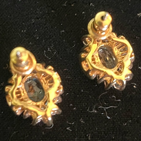 Elegant Gold and Blue Stone Earrings - Picture 7 of 7